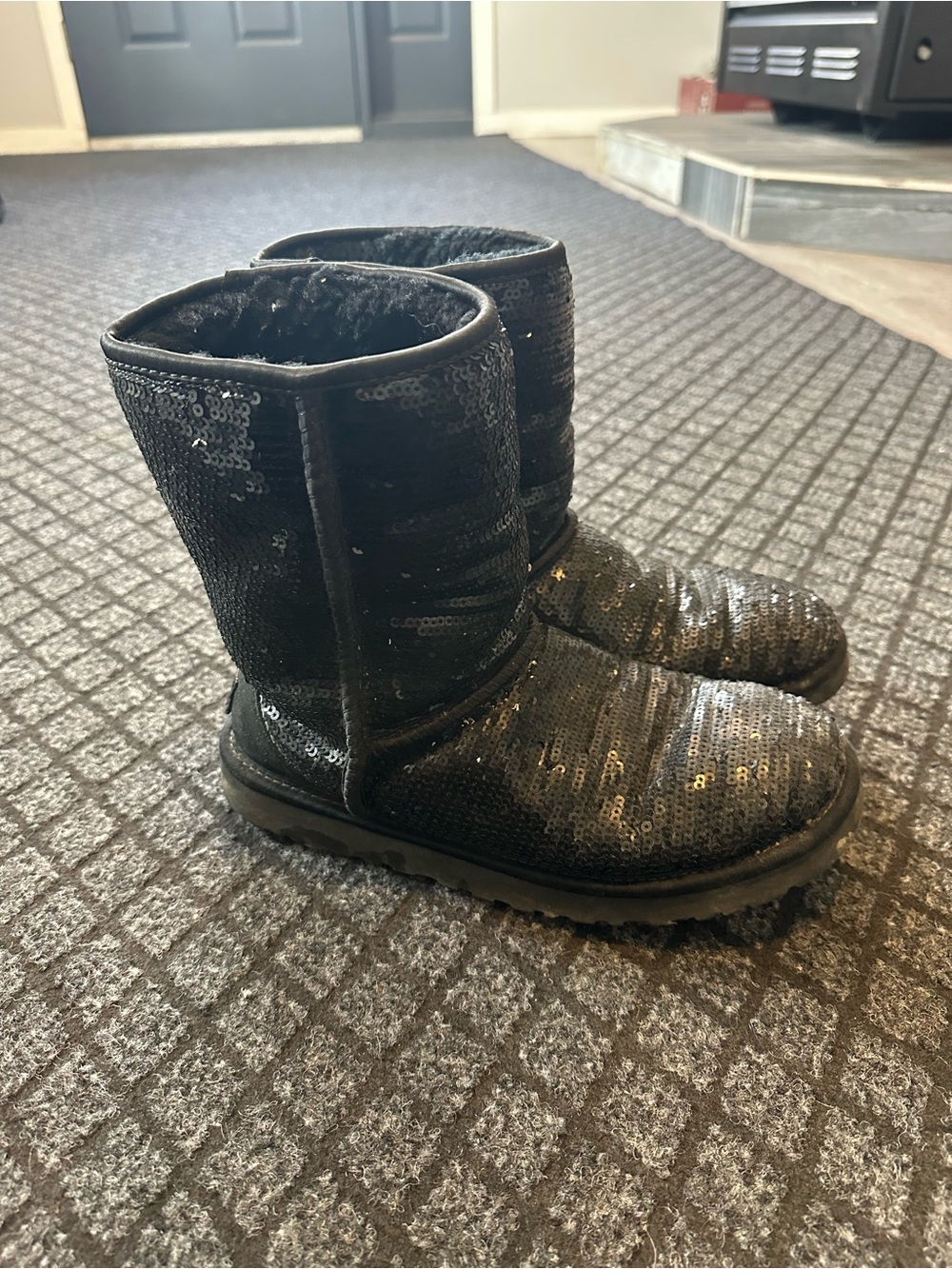 UGG ladies Black Sequin Short Boots